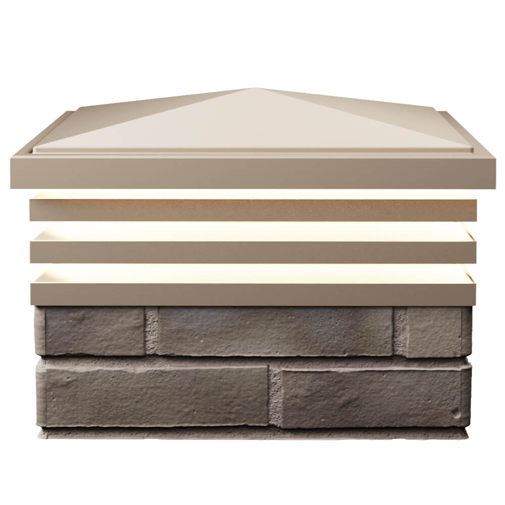 Колпак Zking Бона ХайТек Бежевый на столб 1.5х1.5 кирпича (385х385мм) с подсветкой в Первоуральске фото