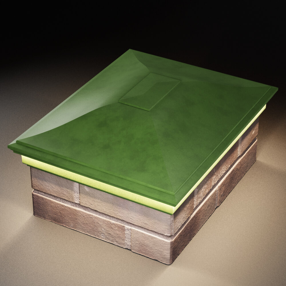 Колпак Zking Монблан Зеленый на столб 2х1.5 кирпича (515х385мм) c подсветкой в Первоуральске фото