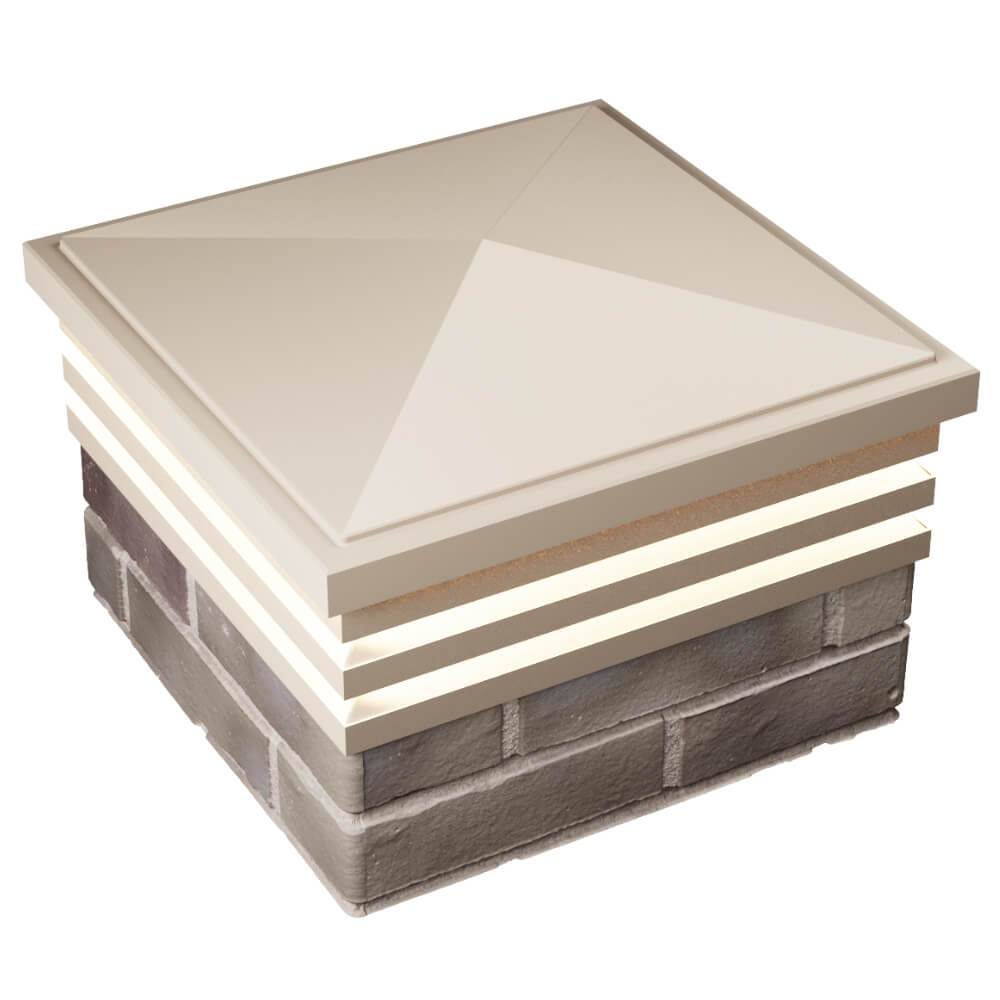 Колпак Zking Бона ХайТек Бежевый на столб 1.5х1.5 кирпича (385х385мм) с подсветкой в Первоуральске фото