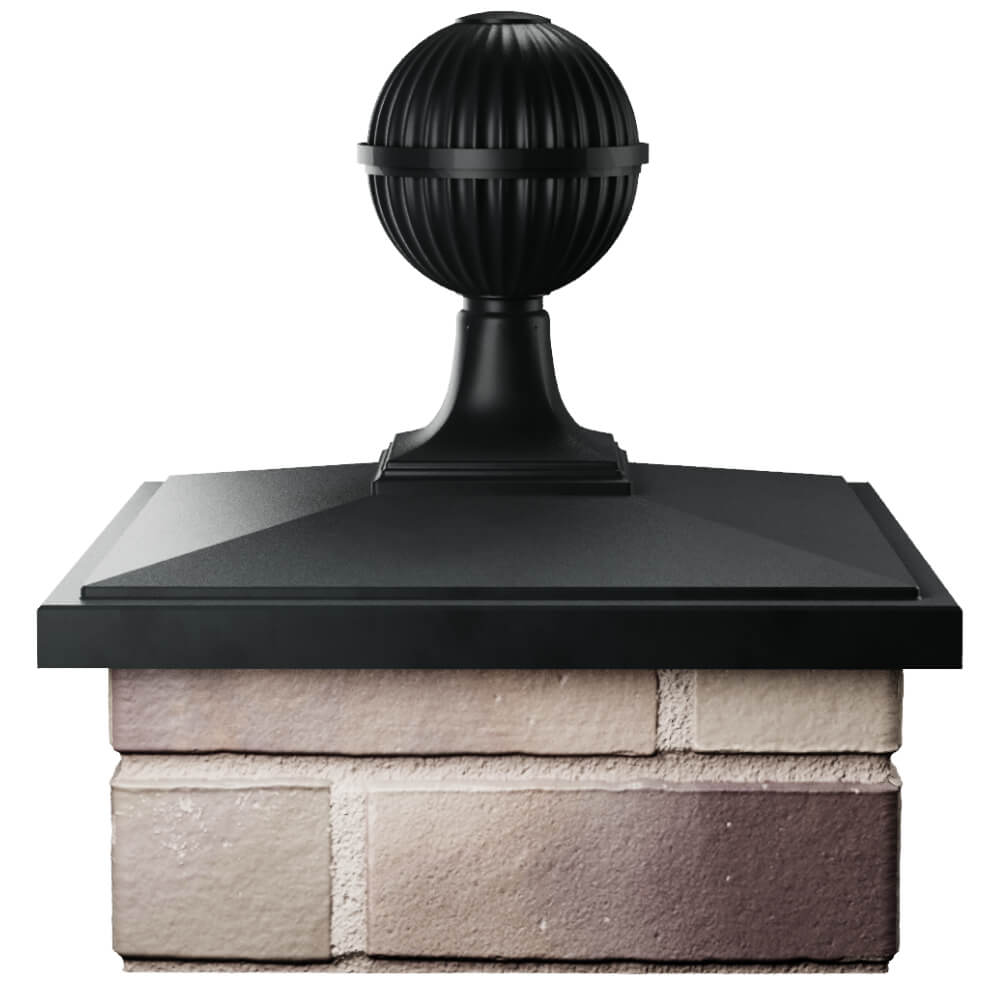 Колпак Zking БонаМоно Черный с шаром на столб 1.5х1.5 кирпича (385х385, 400х400мм) в сборе Первоуральск фото