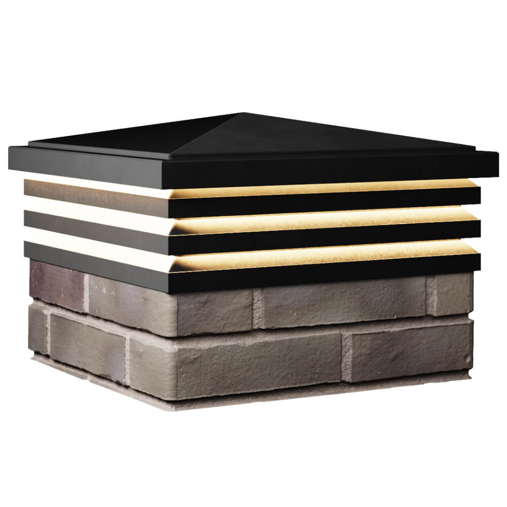 Колпак Zking Бона ХайТек Черный на столб 1.5х1.5 кирпича (385х385мм) с подсветкой в Первоуральске фото