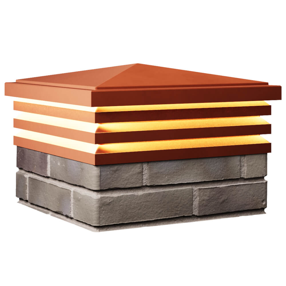 Колпак Zking Бона ХайТек Красный на столб 1.5х1.5 кирпича (385х385мм) с подсветкой в Первоуральске фото