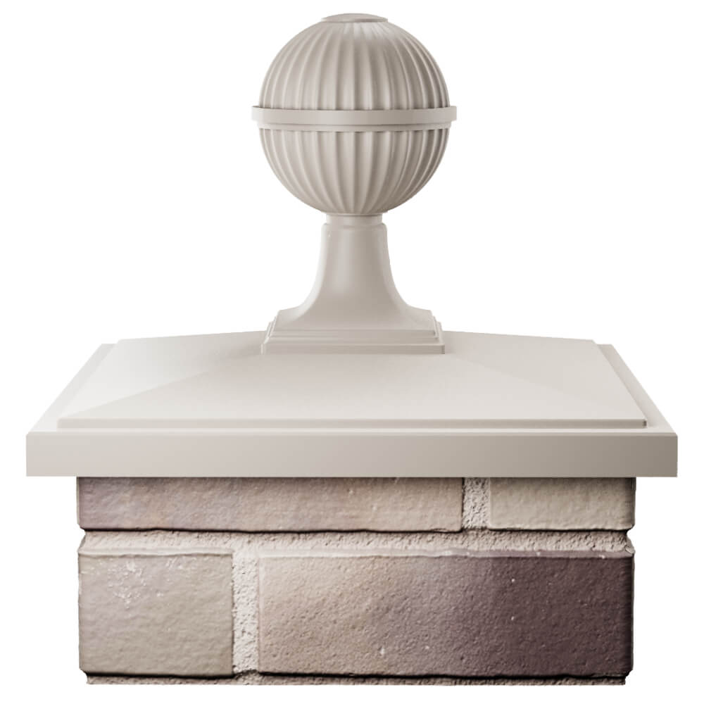 Колпак Zking БонаМоно Бежевый с шаром на столб 1.5х1.5 кирпича (385х385, 400х400мм) в сборе Первоуральск фото