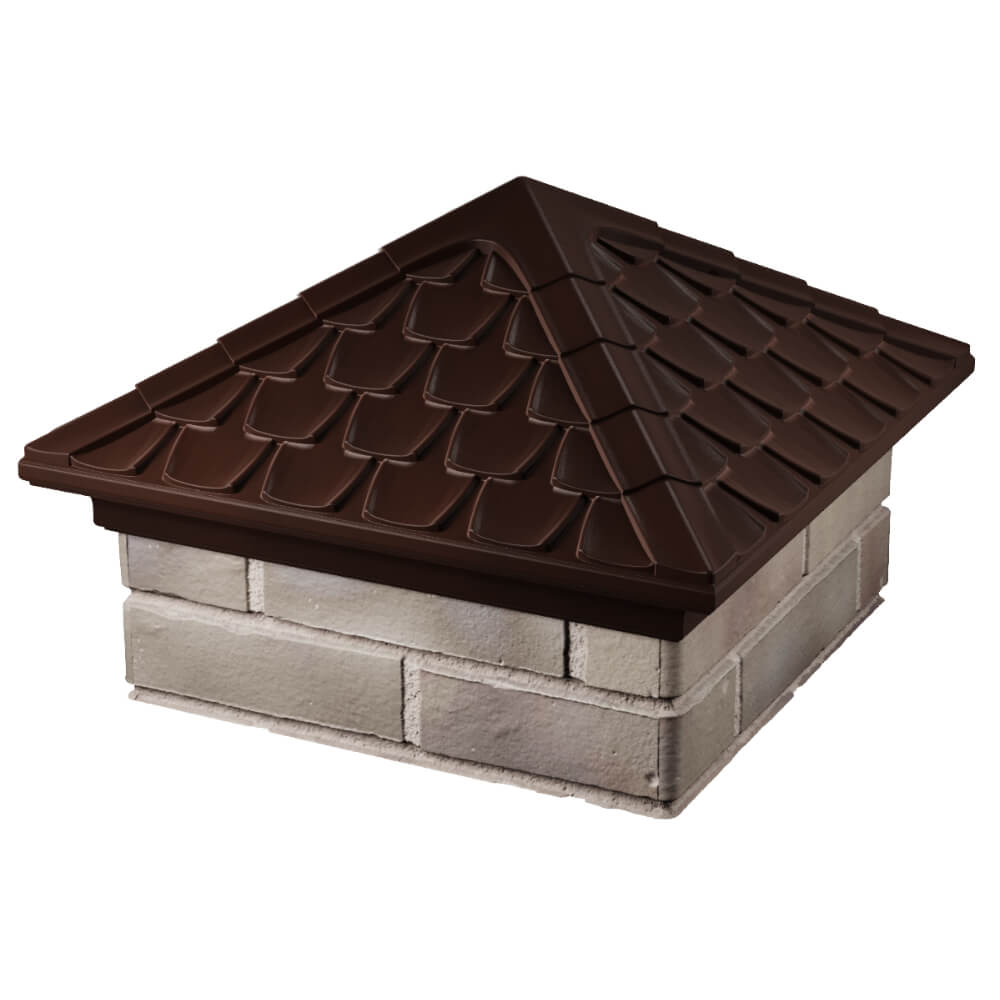 Колпак Zking Эльбрус Коричневый на столб 1.5х1.5 кирпича (385х385мм) в Первоуральске фото