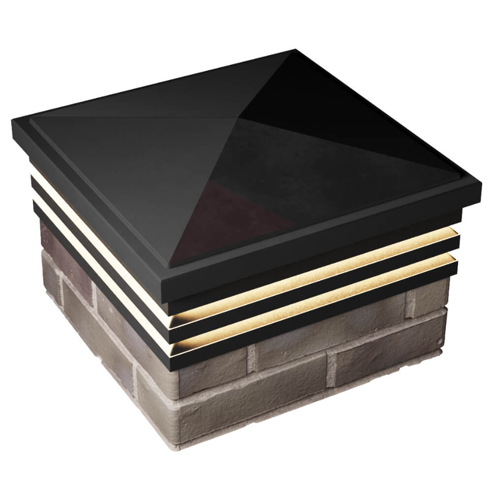 Колпак Zking Бона ХайТек Черный на столб 1.5х1.5 кирпича (385х385мм) с подсветкой в Первоуральске фото