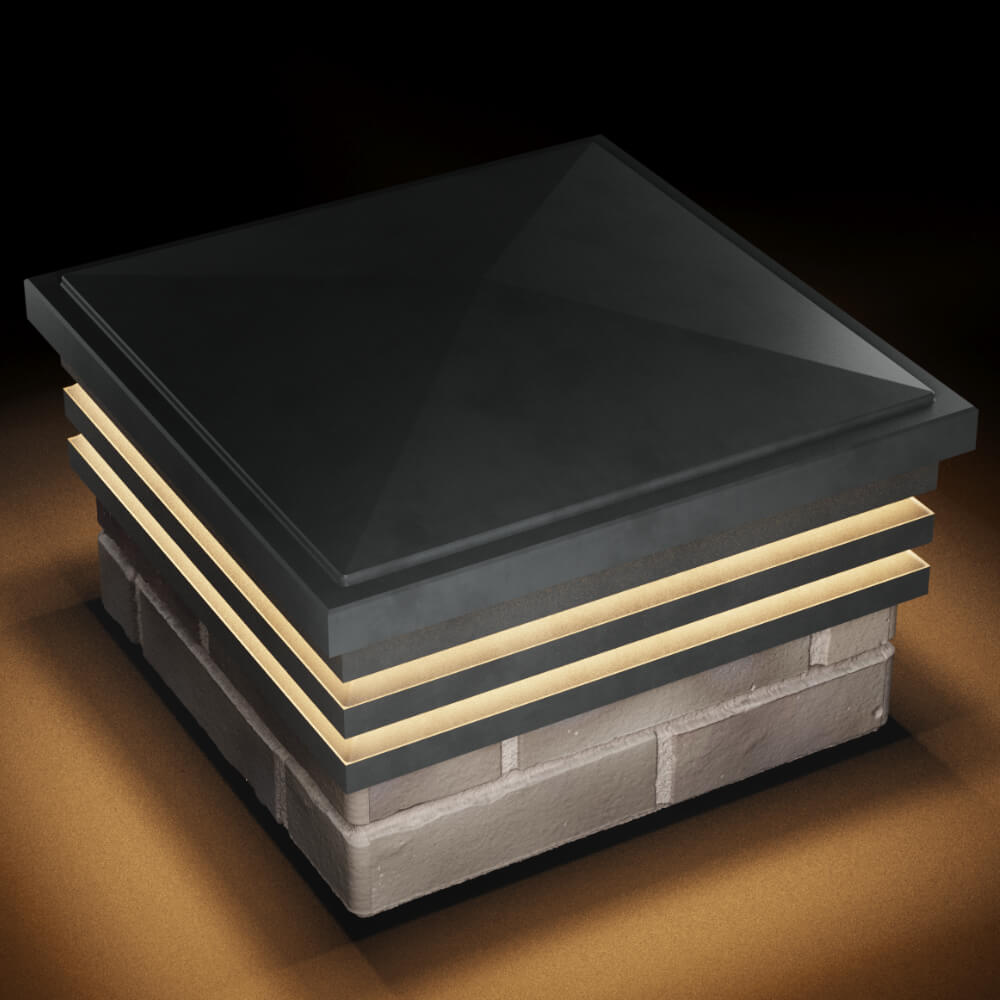 Колпак Zking Бона ХайТек Серый на столб 1.5х1.5 кирпича (385х385мм) с подсветкой в Первоуральске фото