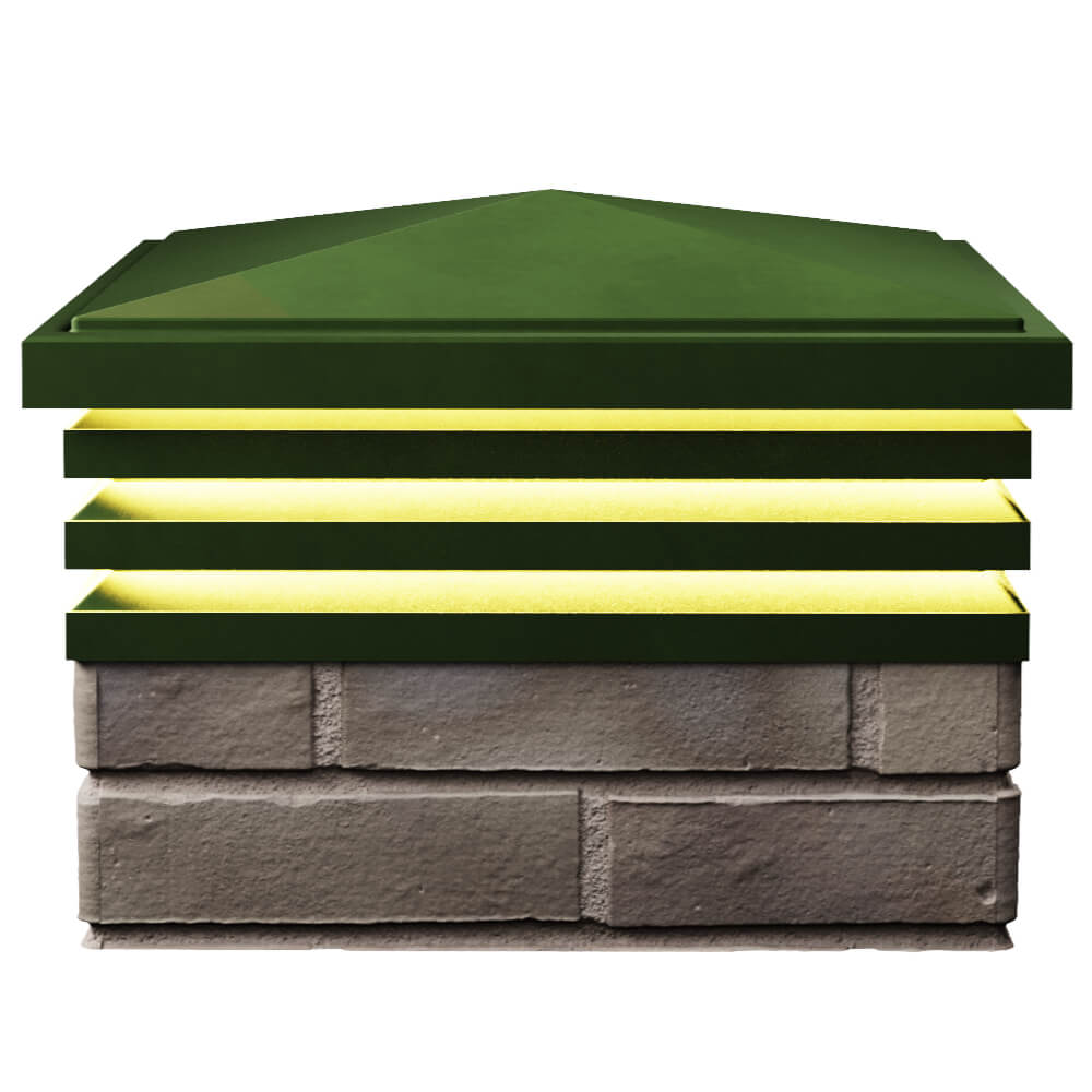 Колпак Zking Бона ХайТек Зеленый на столб 1.5х1.5 кирпича (385х385мм) с подсветкой в Первоуральске фото