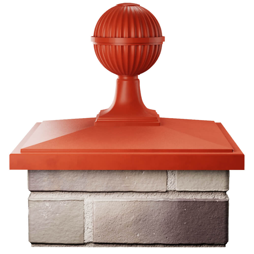 Колпак Zking БонаМоно Красный с шаром на столб 1.5х1.5 кирпича (385х385, 400х400мм) в сборе Первоуральск фото
