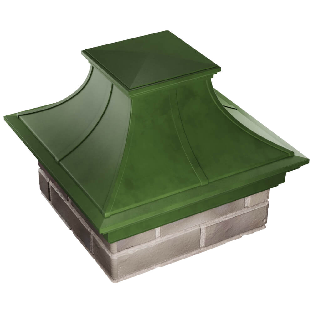 Колпак Zking Монблан Премиум Зеленый на столб 1.5х1.5 кирпича (385х385мм) в Первоуральске фото