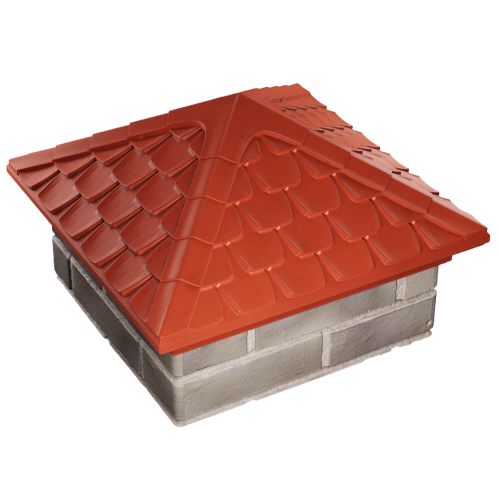 Колпак Zking Эльбрус Красный на столб 1.5х1.5 кирпича (385х385мм) в Первоуральске фото