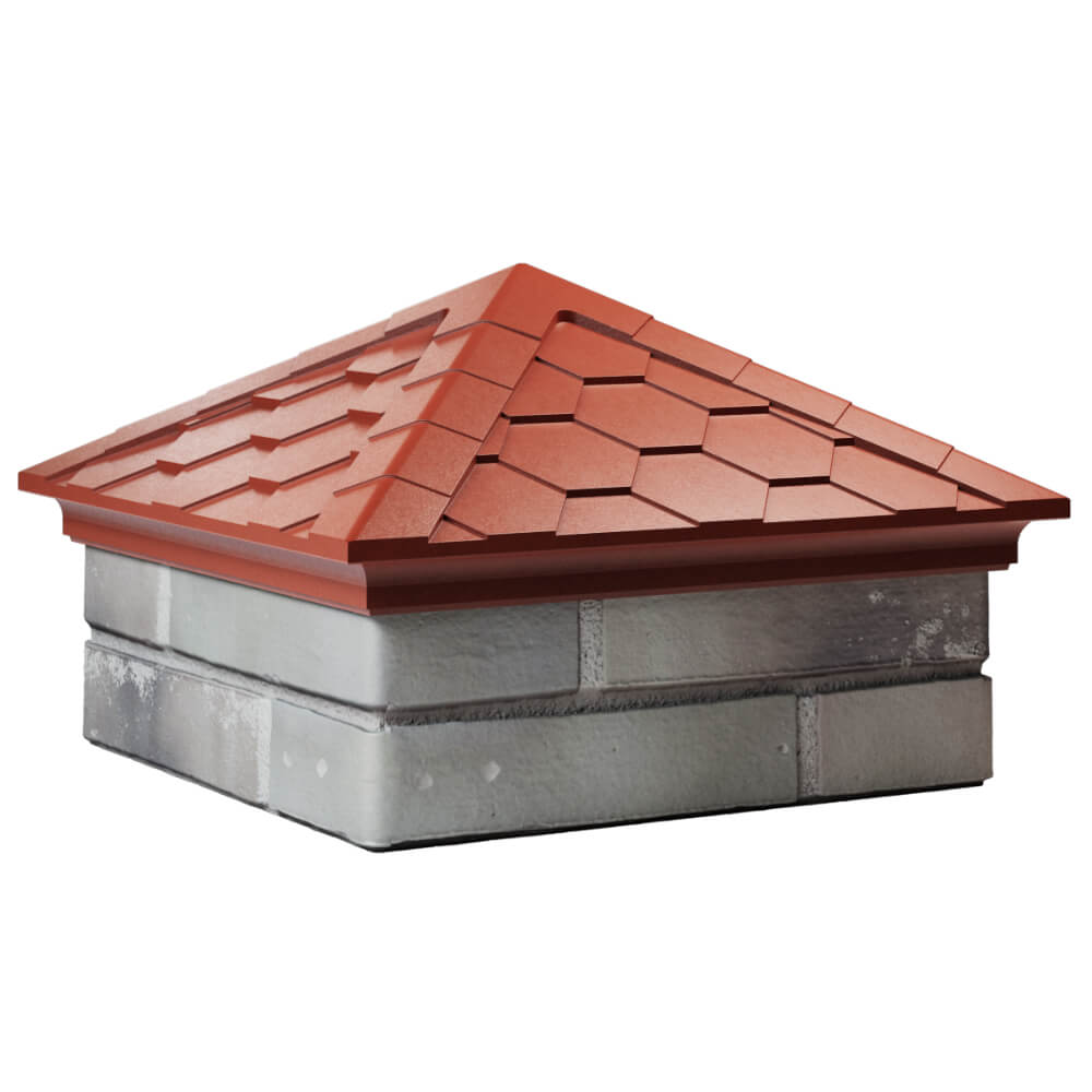 Колпак Zking Эверест Красный на столб 1.5х1.5 кирпича (390х390мм) в Первоуральске фото