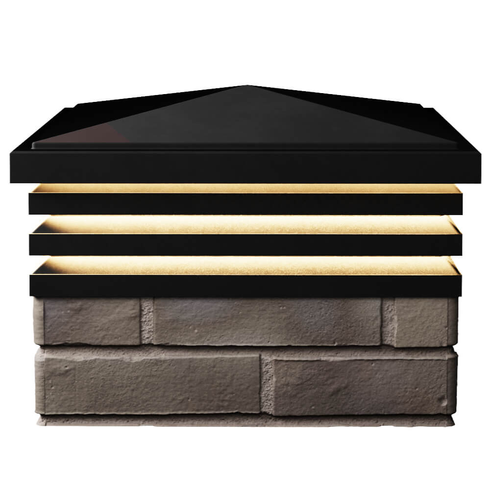 Колпак Zking Бона ХайТек Черный на столб 1.5х1.5 кирпича (385х385мм) с подсветкой в Первоуральске фото