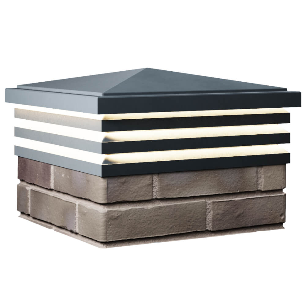 Колпак Zking Бона ХайТек Серый на столб 1.5х1.5 кирпича (385х385мм) с подсветкой в Первоуральске фото