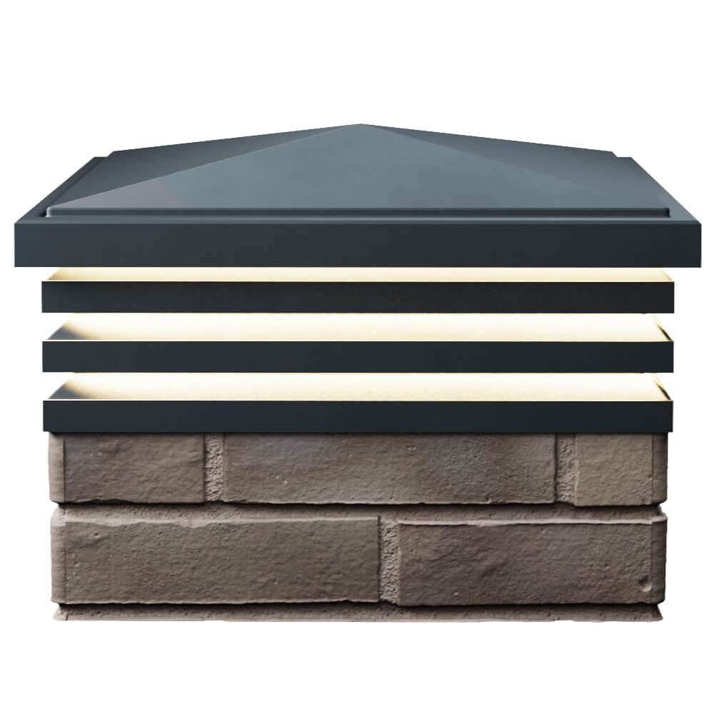 Колпак Zking Бона ХайТек Серый на столб 1.5х1.5 кирпича (385х385мм) с подсветкой в Первоуральске фото