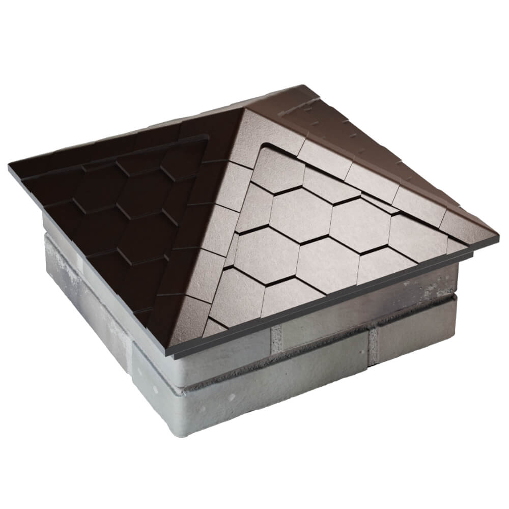 Колпак Zking Эверест Коричневый на столб 1.5х1.5 кирпича (390х390мм) в Первоуральске фото