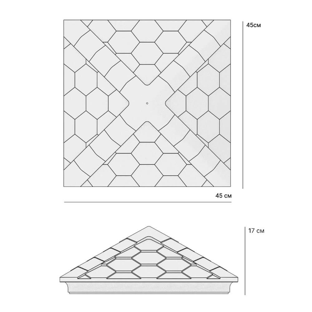 Колпак Zking Эверест Серый на столб 1.5х1.5 кирпича (390х390мм) в Первоуральске фото