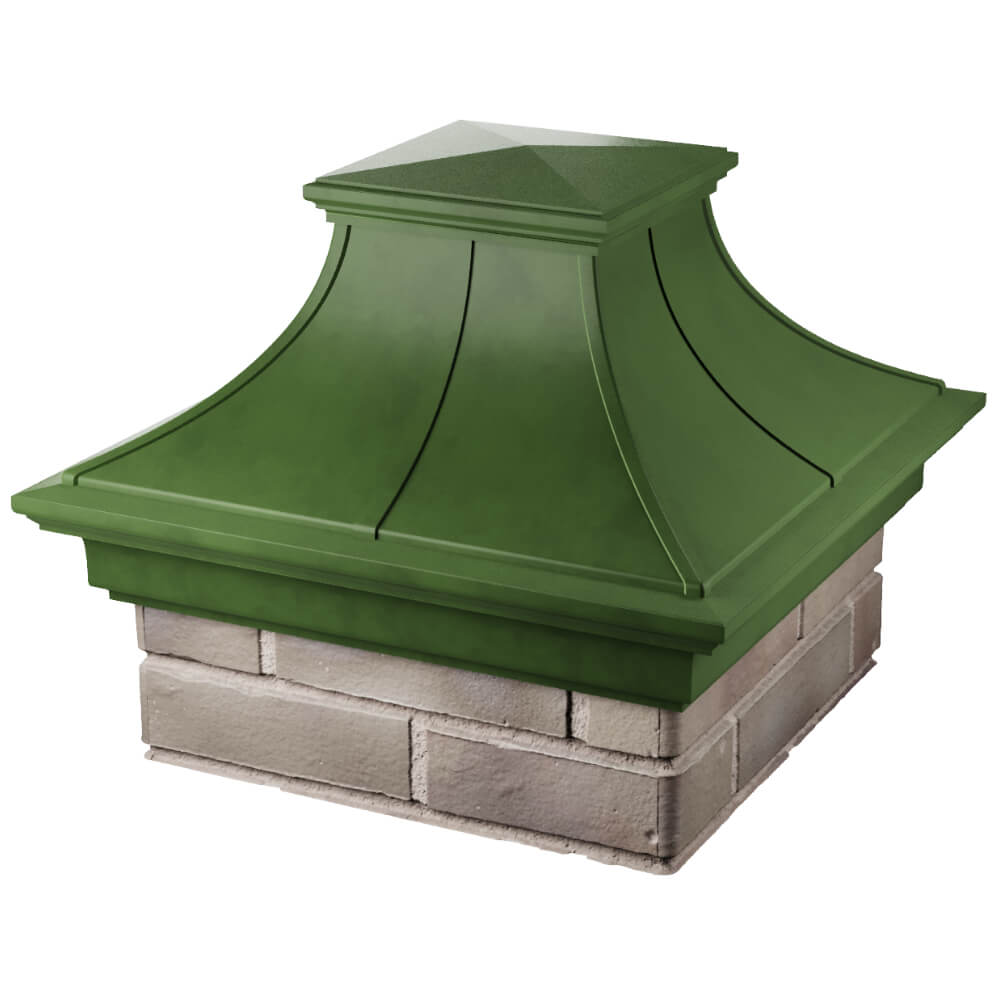 Колпак Zking Монблан Премиум Зеленый на столб 1.5х1.5 кирпича (385х385мм) в Первоуральске фото