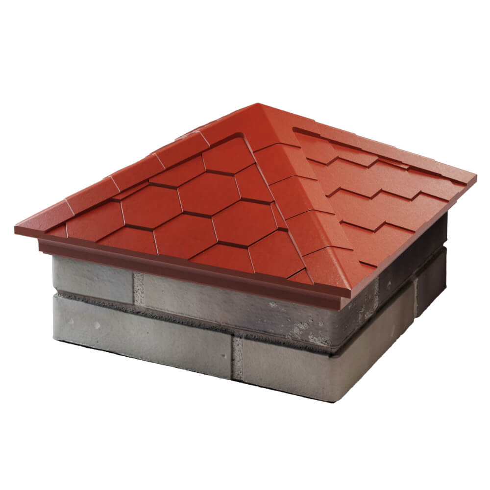 Колпак Zking Эверест Красный на столб 1.5х1.5 кирпича (390х390мм) в Первоуральске фото