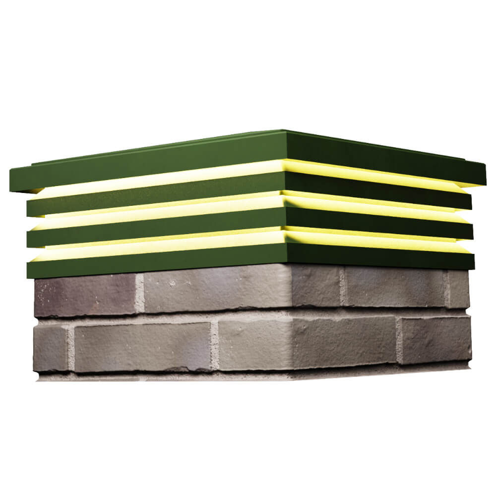 Колпак Zking Бона ХайТек Зеленый на столб 1.5х1.5 кирпича (385х385мм) с подсветкой в Первоуральске фото