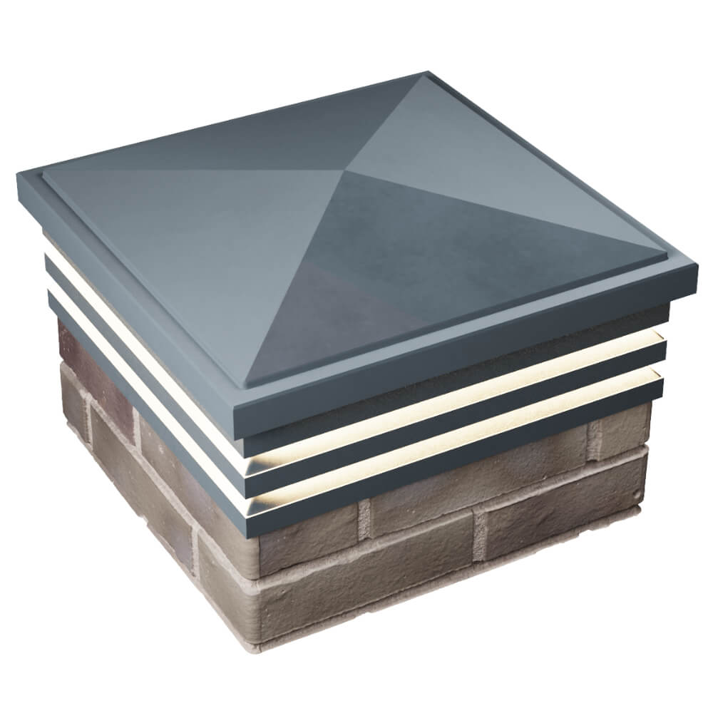 Колпак Zking Бона ХайТек Серый на столб 1.5х1.5 кирпича (385х385мм) с подсветкой в Первоуральске фото