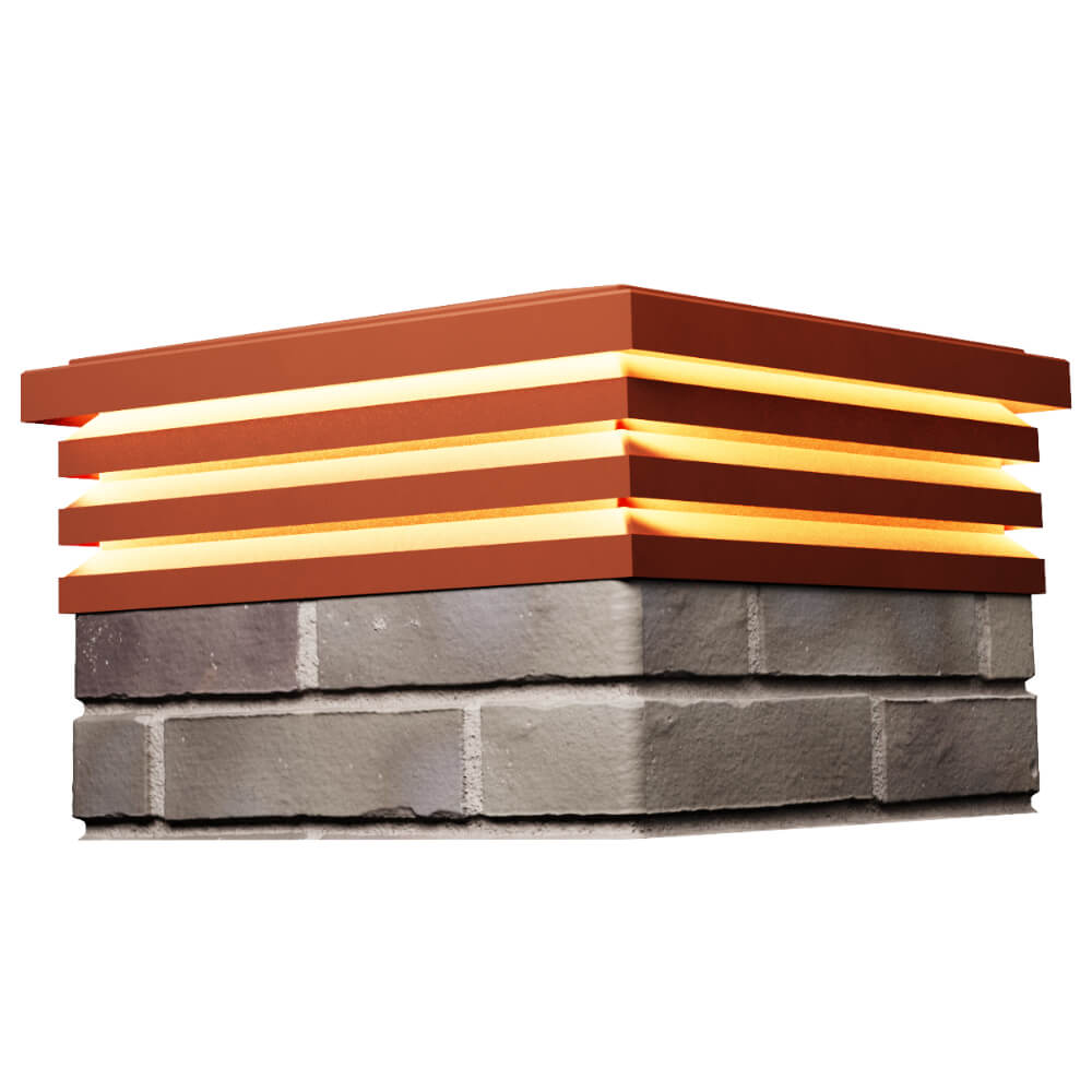 Колпак Zking Бона ХайТек Красный на столб 1.5х1.5 кирпича (385х385мм) с подсветкой в Первоуральске фото