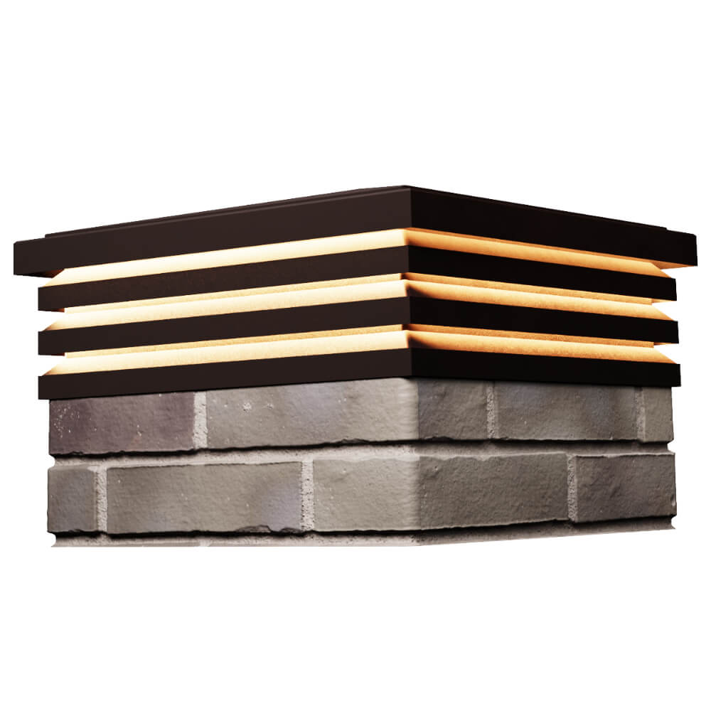 Колпак Zking Бона ХайТек Коричневый на столб 1.5х1.5 кирпича (385х385мм) с подсветкой в Первоуральске фото