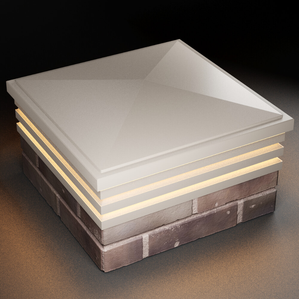 Колпак Zking Бона ХайТек Бежевый на столб 2х2 кирпича (513х513мм) с подсветкой в Первоуральске фото