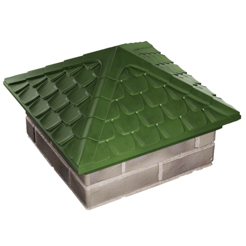 Колпак Zking Эльбрус Зеленый на столб 1.5х1.5 кирпича (385х385мм) в Первоуральске фото