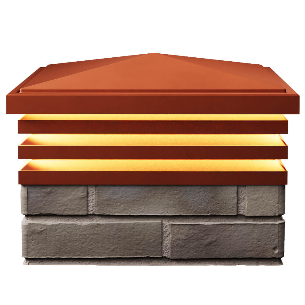 Колпак Zking Бона ХайТек Красный на столб 1.5х1.5 кирпича (385х385мм) с подсветкой в Первоуральске фото