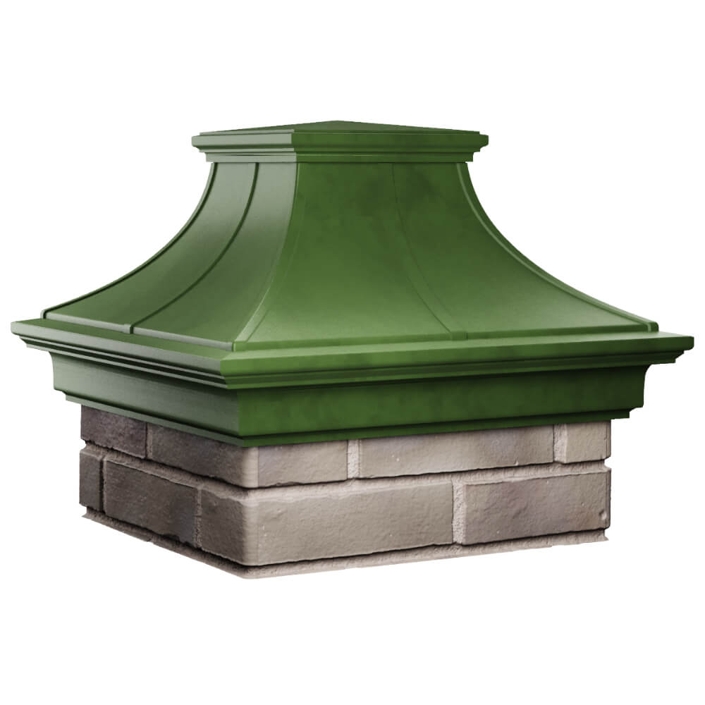 Колпак Zking Монблан Премиум Зеленый на столб 1.5х1.5 кирпича (385х385мм) в Первоуральске фото