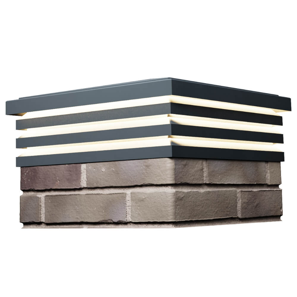 Колпак Zking Бона ХайТек Серый на столб 1.5х1.5 кирпича (385х385мм) с подсветкой в Первоуральске фото