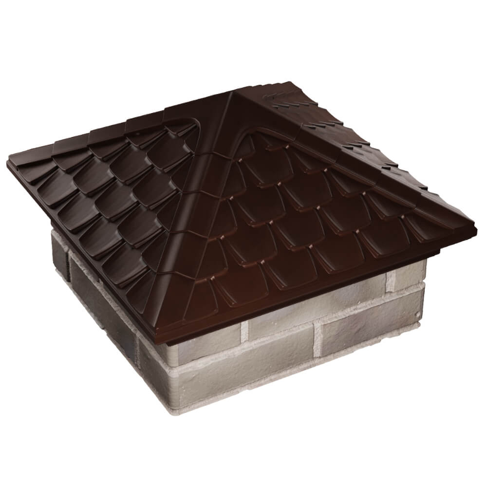 Колпак Zking Эльбрус Коричневый на столб 1.5х1.5 кирпича (385х385мм) в Первоуральске фото