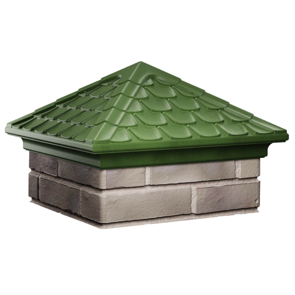 Колпак Zking Эльбрус Зеленый на столб 1.5х1.5 кирпича (385х385мм) в Первоуральске фото