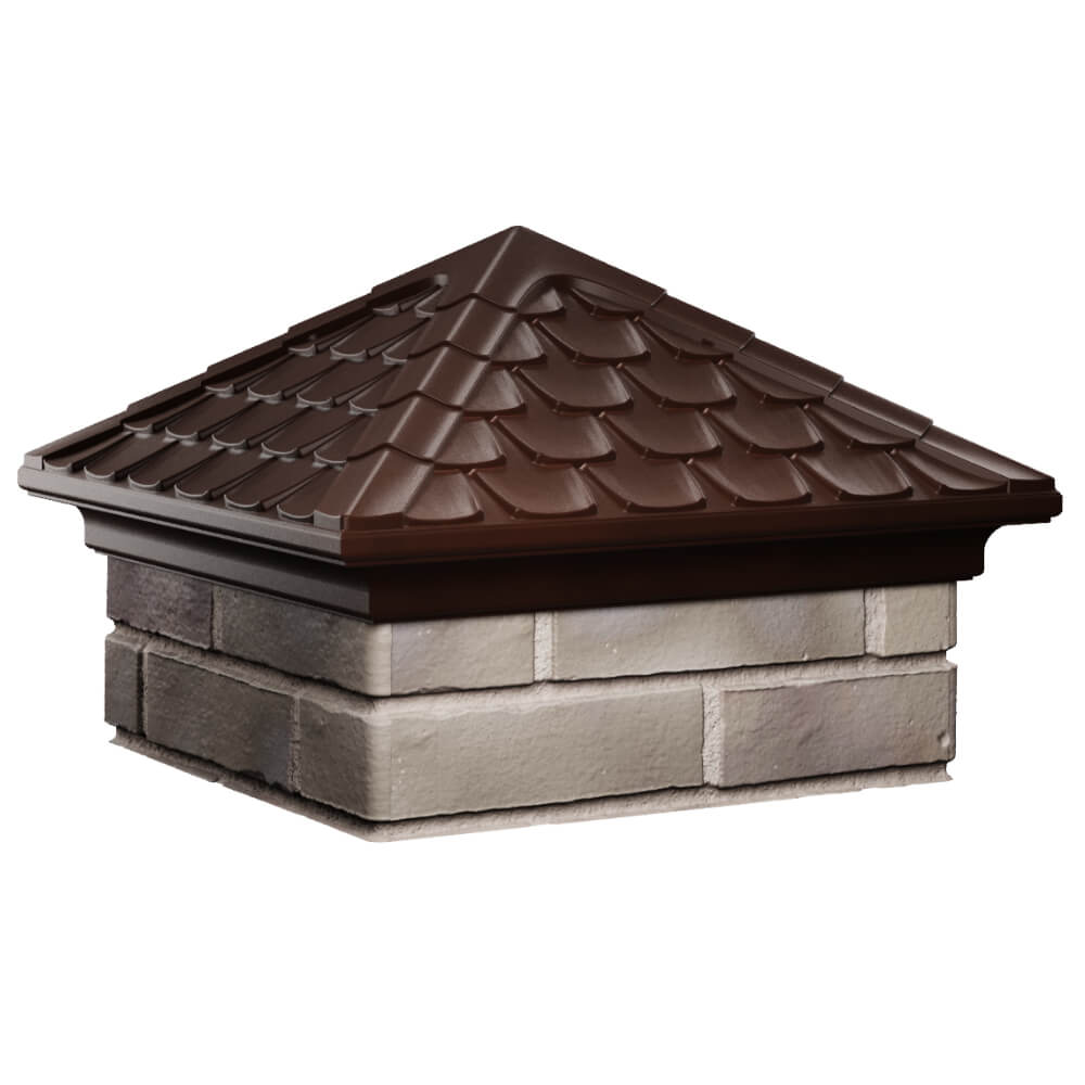 Колпак Zking Эльбрус Коричневый на столб 1.5х1.5 кирпича (385х385мм) в Первоуральске фото