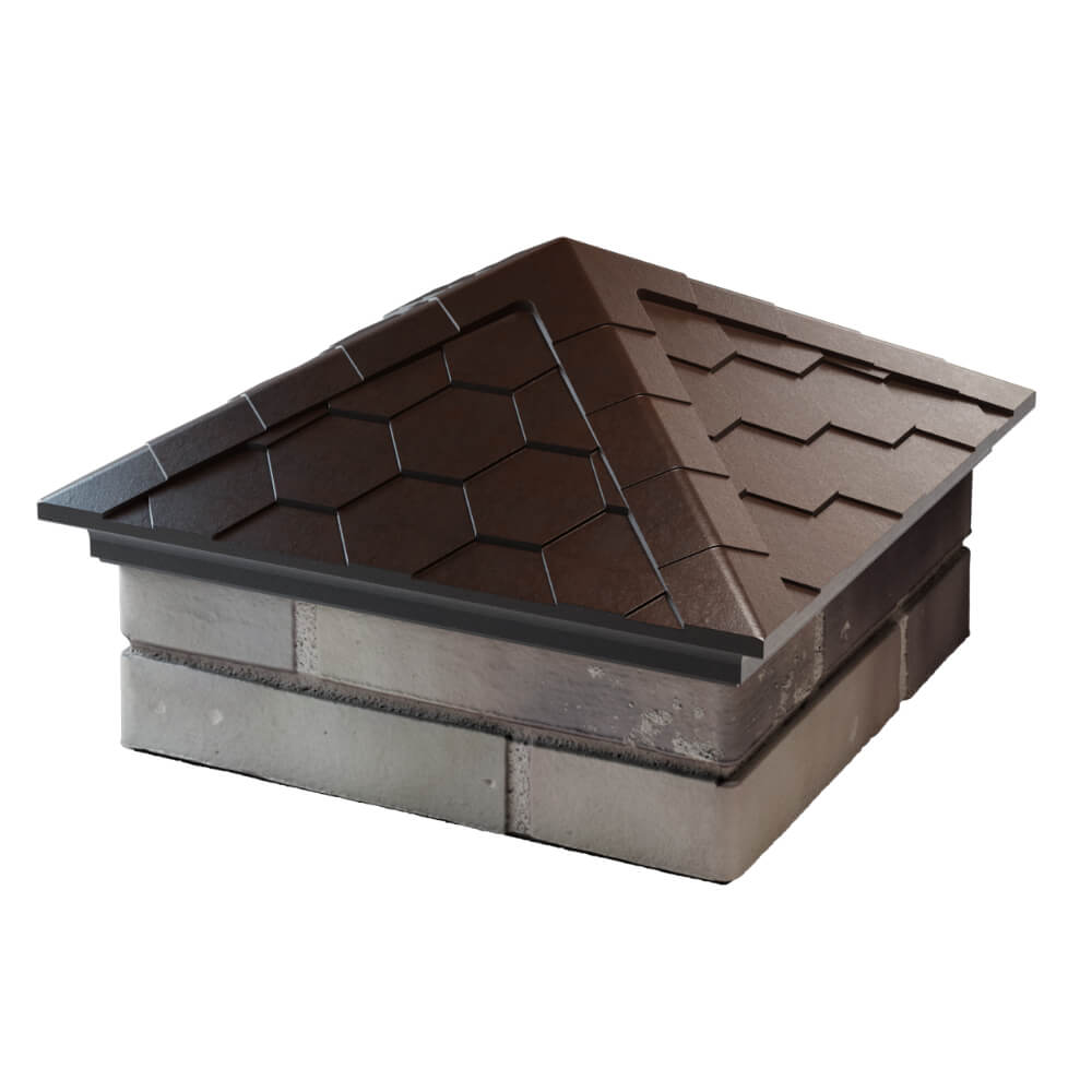 Колпак Zking Эверест Коричневый на столб 1.5х1.5 кирпича (390х390мм) в Первоуральске фото
